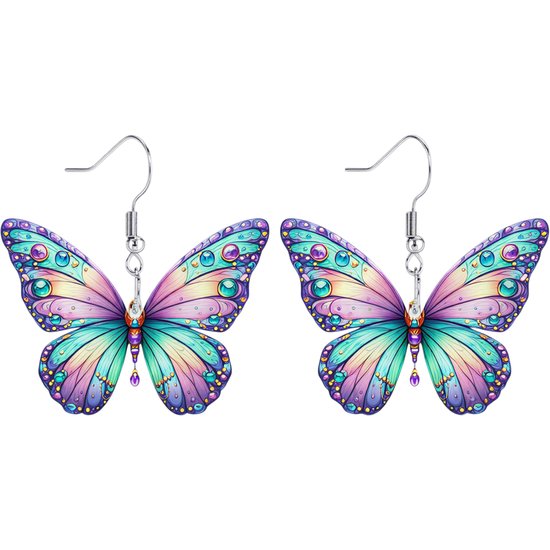 1 Paar Geavanceerde Acryl Oorbellen – Platte Gepersonaliseerde Vlinder Opknoping – Eenvoudige en Frisse Stijl – DIY Decoratie – Temperamentvolle Oorbellen voor Dames van SIXNE