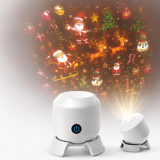 1 Projector - Dynamische Roterende LED Projector – 3D Sneeuwvlokstijl – HD Holografische Nachtlamp – 360° Roterend – USB – Voor Slaapkamer en Meditatie - Feestelijke decoratieve verlichting van SNQ
