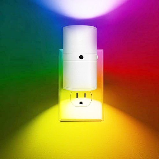 1 stuk -16 kleuren - Kleurrijk nachtlampje - LED-nachtlampje met stekker - Kleurveranderend RGB-nachtlampje met lichtsensor - 0-100LM - Hal, slaapkamer, kinderkamer - wit van Merkloos