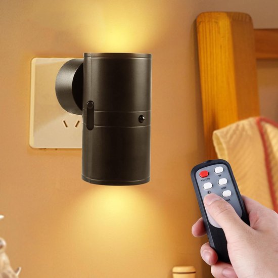 1 stuks LED-nachtlampjes met stekker - Nachtlampjes met stekker, schemersensor - 3-kleuren LED-nachtlampje - Dimbaar LED -Met afstandsbediening -voor keuken, hal, slaapkamer en trap-Zwart van Merkloos