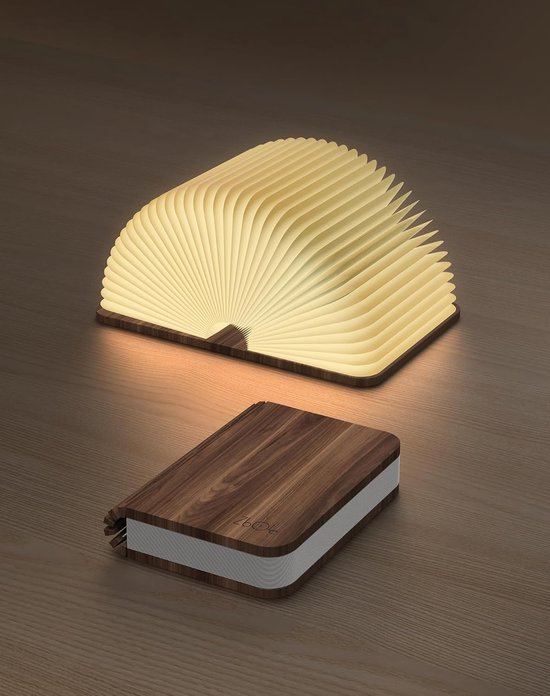 12 Cm Boeklamp Hout - Opvouwbare Boekenlamp - Opvouwbaar Nachtlampje - Sfeerverlichting Binnen - Led-Sfeerverlichting - Magnetische Sfeerverlichting - USB Oplaadbare - Magnetisch - Walnoot - Decoratie Woonkamer