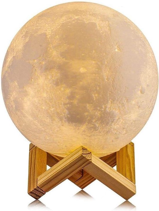 15cm maanlamp met base - 3D-print nachtlampje Touch Switch - oplaadbaar USB LED lamp - slaapkamer bed lamp - geschenk voor kinderen vrouwen van Merkloos