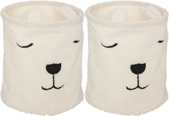 2-Delige - Speelgoedmand Kinderen - Opvouwbare Speelgoedbak met Handgrepen - Opbergmand Speelgoed - Kinderkamer Opberger - Wasmand Kinderen - Ø35 x 40 cm - Wit