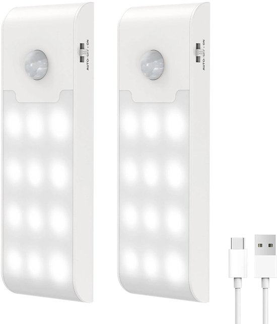 2 LED-nachtlampjes - Magnetische LED-nachtlampjes – Bewegingssensorlampen – LED-lampen met stekker – 600 mA – Dimbaar – Geschikt voor kinderkamers, kledingkasten, nachtkastjes en gangen – Warmwitte wandlampen