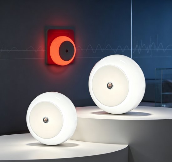 2-Pack 625nm Rood muur nachtlampje, schemersensor automatisch aan/uit, zacht rood licht voor babykamer, slaapkamer, kinderkamer, keuken, badkamer en gang