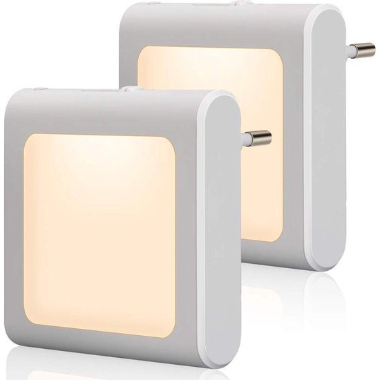 2-Pack Plug-in/Stop nachtlampjes - nachtlamp - tafellamp - Plug-in LED lampjes - Warm licht met instelbare helderheid - Stopcontact montage van Merkloos