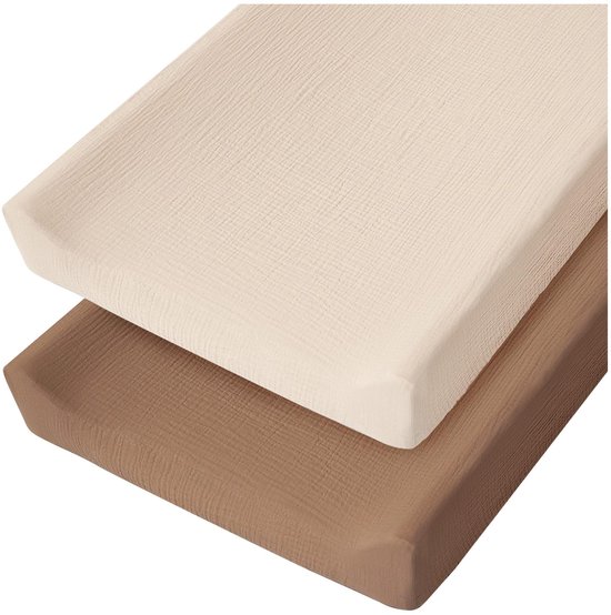 2 Stuks Aankleedkussenhoes - 82*41CM - Aankleedkussenhoes Badstof - Universele Wieglaken - Wieglaken set - Baby Hoeslaken Wieg - Zachte Hoes Baby Aankleedkussen - Elastisch - Mousseline Katoen