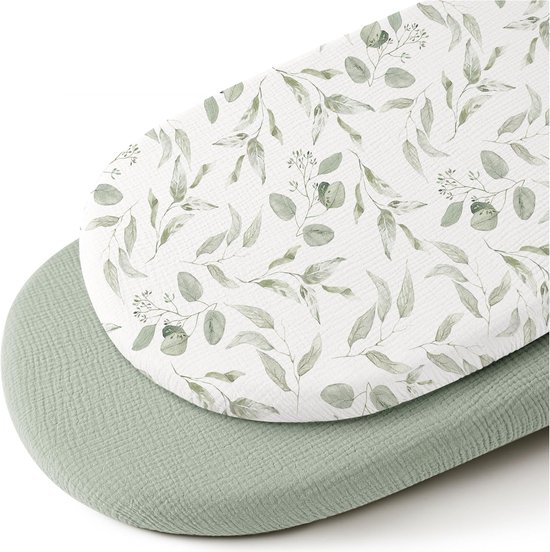 2 Stuks - Hydrofiele Baby Hoeslaken Wieg - 80x40 cm - Hoeslaken Wieg - Kinderwagen matras - Katoen - Hoes voor babymatras - Zachte - Aankleedkussenhoes - Voor zandlopervormige wiegjes en rechthoekige wiegjes - Bloemenprint En Groente