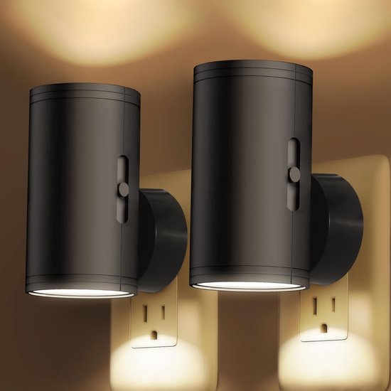 2-stuks Insteek Nachtlamp - Muur Lichtgestuurde Inductie - Dimmbaar - Nachtlampje - Gang Slaapkamer Trap Nachtlamp van FlinQ