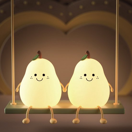 2 stuks - Kinder nachtlampje - Timer - veilig voor kinderen - USB oplaadbaar - LED - Peer - RGB kleuren van Merkloos