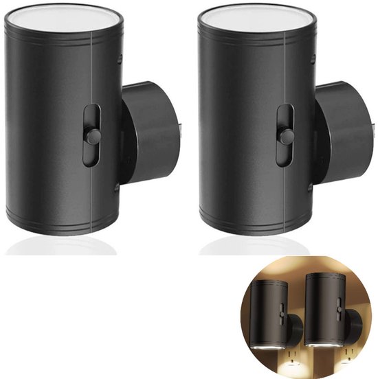 2 stuks LED-nachtlampjes met stekker - Nachtlampjes met stekker, schemersensor - 5-300 lm, instelbare helderheid - 2700K - Dimbare nachtlampjes voor keuken, hal, slaapkamer en trap