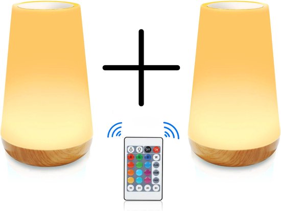 2 stuks - Nachtlampje Volwassenen - Tafellamp slaapkamer - USB oplaadbaar Nachtlampje Kinderen - Leeslamp - Wake-up Light - Sfeerlamp - LED verlichting - Bedlamp voor Baby, Kinderen & Volwassenen - Leeslampje Volwassenen van Merkloos