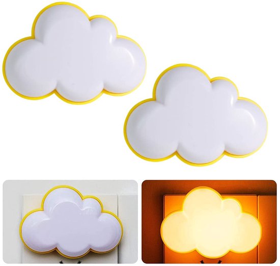 2 stuks nachtlampje voor kinderen, sensor-intelligente zachte LED-wandlamp voor de kinderkamer, LED-wolknachtlampje voor de kinderkamer, hal, kinderkamer van Merkloos