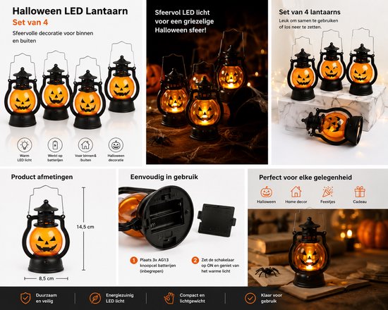 2 Stuks Pompoen Lantaarns - Halloween Kaars Lantaarn Draagbare LED Verlichting - Hangende Jack-o’-Lantern Party Props Decoratie - 3 PCS Outdoor Lantaarn