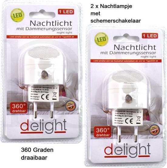 2 x LED  Nachtlampje met sensor  en draaibaar WIT nachtlicht lamp van Merkloos