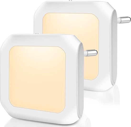 2 x LED-Nachtlampje plug-in/stopcontact - Met schemersensor LED Nachtlampje voor kinderen - Warm licht – Dimbaar - Voor in de baby/kinder kamer van Aimosen