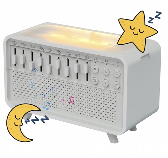 3-in-1 Bluetooth Speaker + White Noise Machine + Luchtbevochtiger met Aromatherapie & LED Vlam Effect - Slaaptrainer & Slaap Helper - Relax Geluid Nachtlamp - Perfect Cadeau voor Kerst, Sinterklaas, Valentijn van ritapreaty
