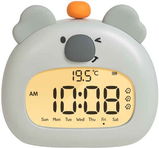 3-in-1 Digitale Kinderwekker - Dimbaar Nachtlampje en Slaaptrainer - USB-C Oplaadbaar Draadloos - Met Snooze Functie - BPA Vrij Veilig voor Jongens en Meisjes - Koala van Merkloos