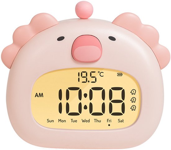 3-in-1 Digitale Kinderwekker - Draadloze Slaaptrainer en Dimbaar Nachtlampje - USB-C Oplaadbaar met Snooze Functie - Wake-Up Light - BPA Vrij Veilig voor Jongens en Meisjes - Salamander van Merkloos