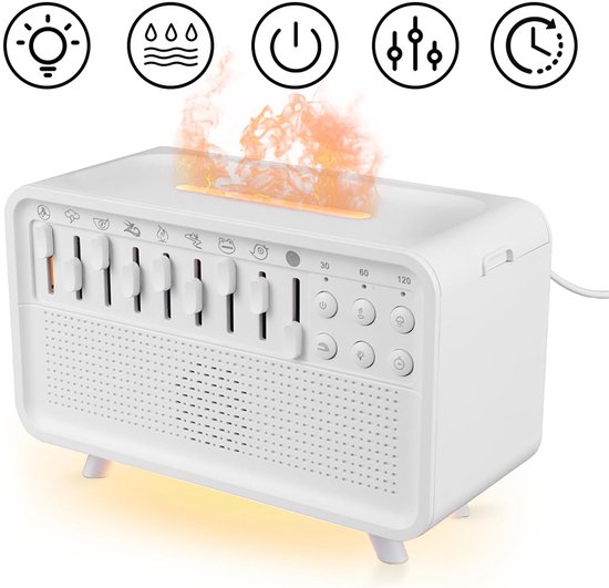 3 in 1 White Noise Bluetooth Speaker - Aroma Diffuser - 8 Rustgevende Omgevingsgeluiden - Witte Ruis - USB-C Oplaadbaar - Sfeer Nachtlampje - Slaaptimer - Slaapgeluiden - Wit van Merkloos