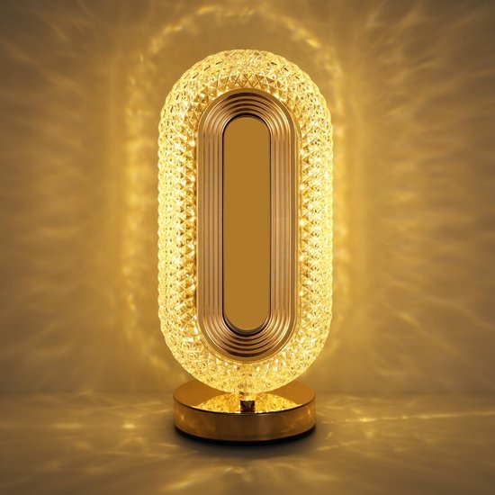 3 Kleuren + USB-poort -Oplaadbare Kristallen Touch Nachttafellamp - Voor Slaapkamer Woonkamer Kantoor Dorm van Merkloos