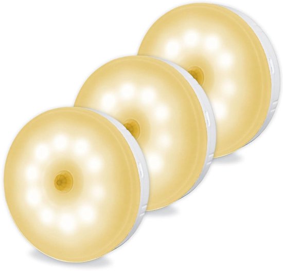 3-Piece LED Light - Magnetic LED Light - nachtlampje - nachtlampje met bewegingssensor - USB Rechargeable LED Light - Under Cabinet Lighting - Wall Light - ABS - White van Lightsome