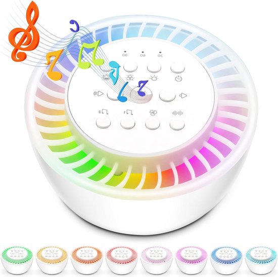 36 rustgevende geluiden en 8 instelbare nachtlampen - witte ruismachine met geheugenfunctie - slaaptimer - type C-opladen - geschikt voor kinderen en volwassenen van Alecto