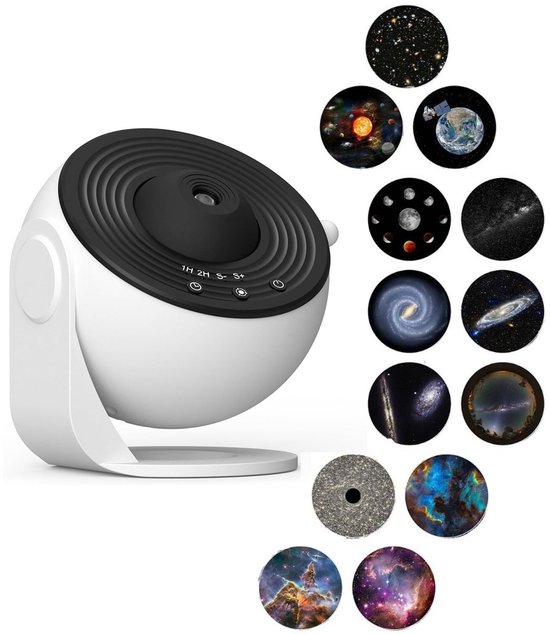 360° Nachtlamp Projector Hemel Ster met Zonnestelsel Maan Nevel Melkwegstelsel Kosmonaut Projector voor Kinderen Volwassenen-sfeerlamp- sfeerlamp slaapkamer-Sterren Projector - Galaxy Projector - Sterrenhemel - sterrenhemel projector - Wit/Zwart van Merkloos