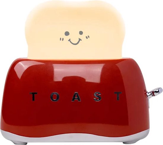 3Babies® Nachtlampje – Toastlamp – Dimbaar LED-lamp – Broodrooster Nachtlampje – Oplaadbaar En Timer Instelling – Kinderkamer Nachtlampjes –Dieprood van 3Babies®