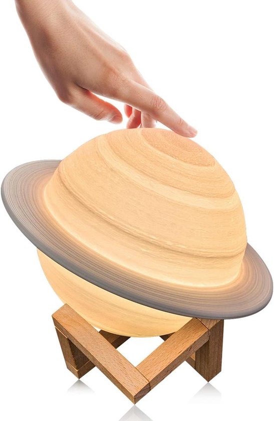 3D-Afdrukken Saturnus Maanlamp Voor Kinderen Met Standaard Afstandsbediening - Led Nachtlampje, Aanraakbediening, Usb Oplaadbaar - Baby Kinderen Vrienden van Merkloos