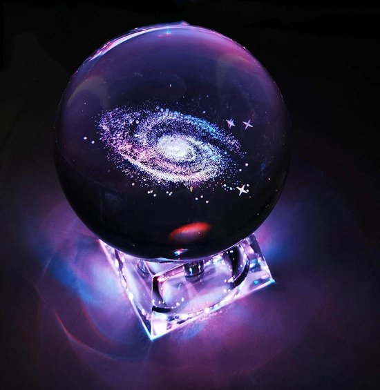 3D Crystal Ball with Solar System Model and LED Lamp Base, Solar System Crystal Ball, Best Birthday Gift for Kids, Teacher Physics, Girlfriend Gift, Classmates and Kids
