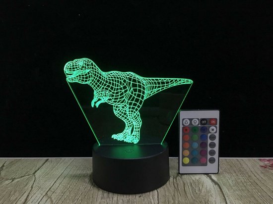 3D Dino Lamp – Dinosaurus Nachtlampje – T-Rex LED Lamp – 16 Kleuren – Met Afstandsbediening – Kinderkamer Lamp – Sfeerlamp