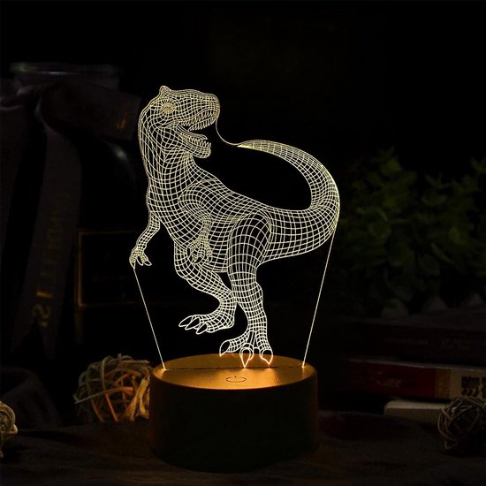 3D Dinosaurus Nachtlampje voor Kinderkamer met 16 Kleuren