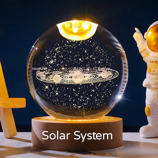 3D Galaxy Crystal Ball Night Light- 6 CM Solar System Lamp-Custom Crystal Photo Night Lamp-3D Glass Ball Light-Bedroom Decor Crystal Lamp van Merkloos