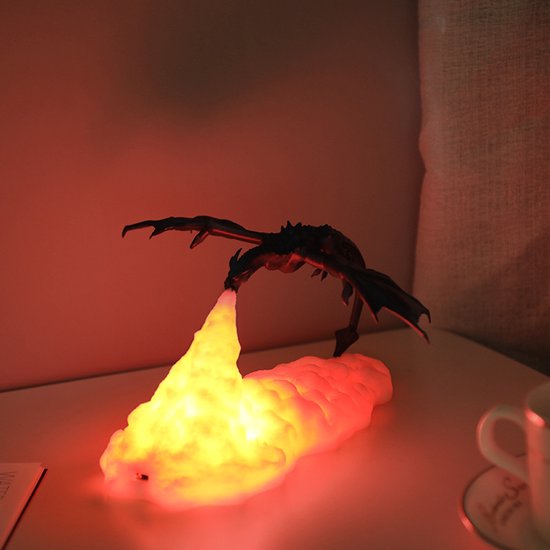 3D-Gedrukte Draak Nachtlamp - USB-Opladelbare LED Maanlamp, Touchbediening Kleurverandering, Eco-Vriendelijk Materiaal van Merkloos