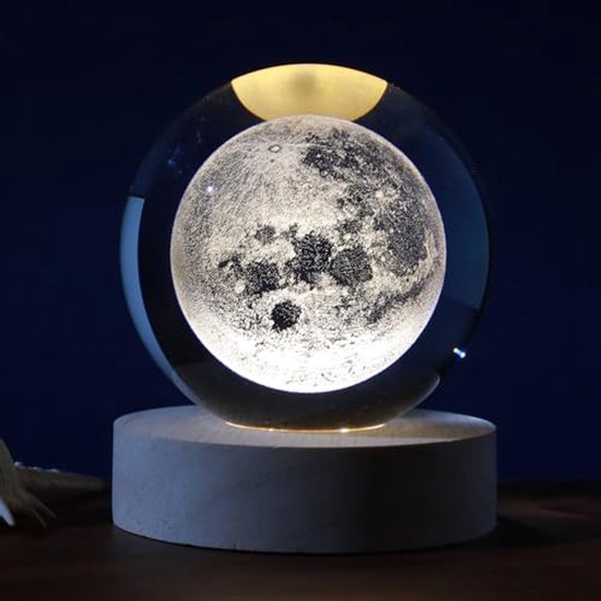 3D Glasbol Nachtlampje met RGB LED voor Kinderen - Fantasy Themed Design van Starry Night