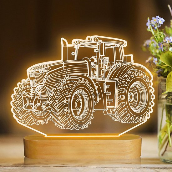 3D Illusie Nachtlampje voor Kinderen en Mannen - Truck en Tractor Design - Slaapkamer Decoratie van Merkloos
