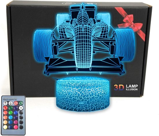 3D Illusie Tafellamp Race Car - Lichtgevend Decoratie Licht met 16 Kleuren Verandering en Afstandsbediening