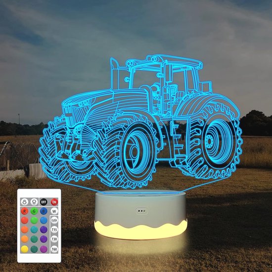 3D Illusie Vrachtwagen Nachtlampje met 16 Kleuren en Dimbaar Hologram voor Kinderen van Merkloos