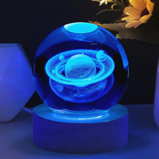 3D Kristallen Bal Nachtlampje - Kleurrijke LED Galaxy Planet Lamp voor Slaapkamer