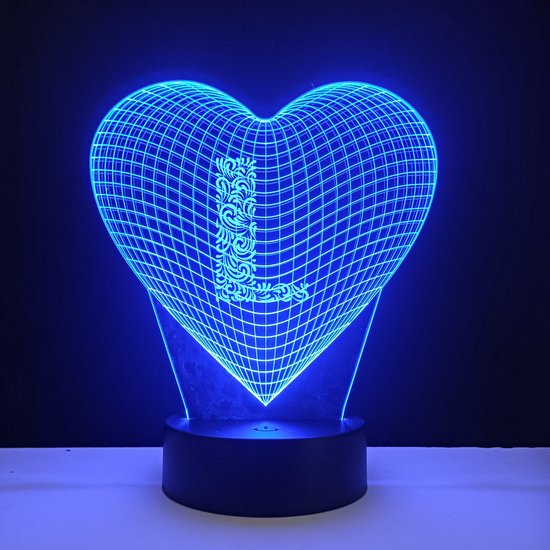 3D LED Lamp - Hart Met Letter - L van Liefde Lampe
