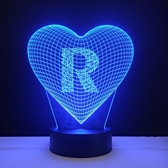 3D LED Lamp - Hart Met Letter - R van CustomWorld