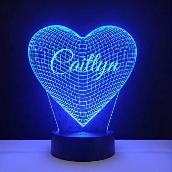 3D LED Lamp - Hart Met Naam - Caitlyn van Merkloos