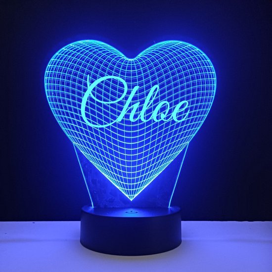 3D LED Lamp - Hart Met Naam - Chloe van Merkloos