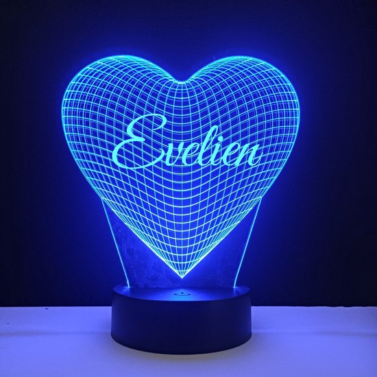3D LED Lamp - Hart Met Naam - Evelien