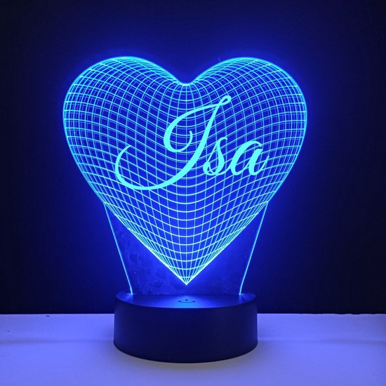 3D LED Lamp - Hart Met Naam - Isa van Merkloos