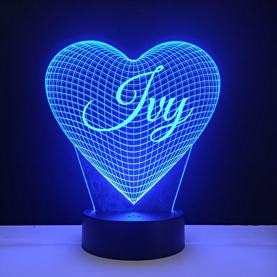3D LED Lamp - Hart Met Naam - Ivy van Merkloos