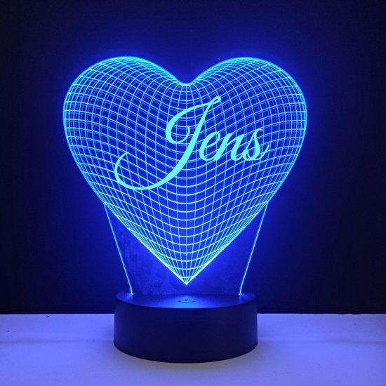 3D LED Lamp - Hart Met Naam - Jens van Merkloos