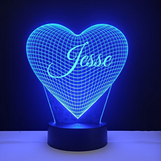3D LED Lamp - Hart Met Naam - Jesse van Merkloos