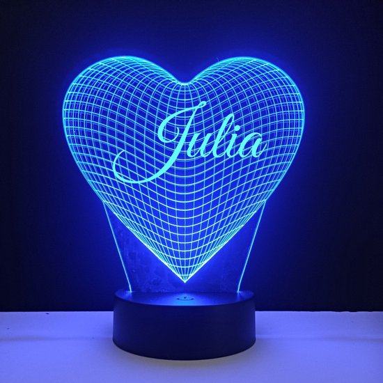 3D LED Lamp - Hart Met Naam - Julia van Little Dreamz.